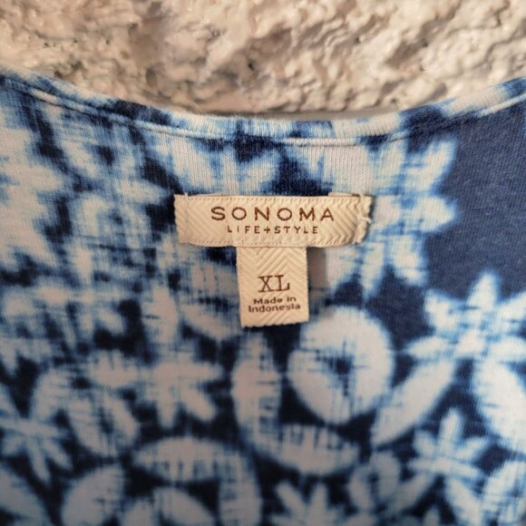 Sonoma Womens Dress Extra Large XL Tank Sheath Midi Blue Motif GEO51E - Picture 10 of 11